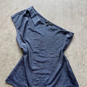 INC one shoulder blue metallic top